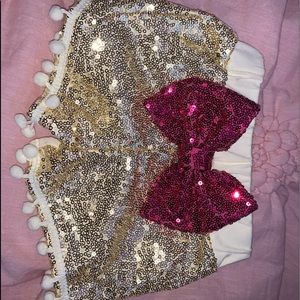 Baby Girl Gold/Fuschia sequin shorts